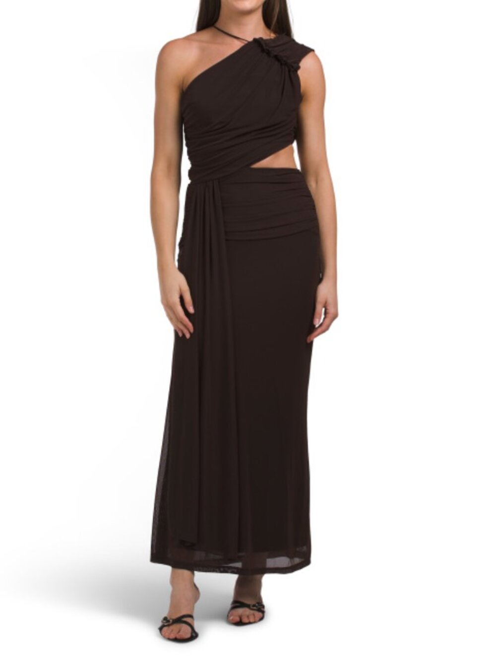 SELFIE LESLIE Chocolate Out Loud Cut Out Draped Maxi Dress